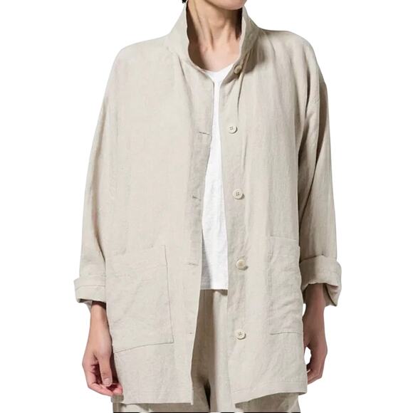 Eileen Fisher Jackets & Blazers - EILEEN FISHER Women’s Organic Linen Button Up Shirt Jacket medium